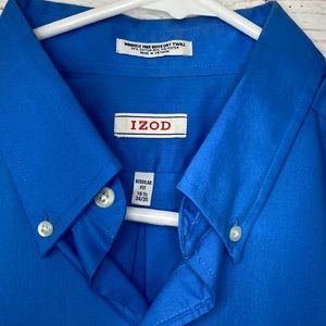 Mens Izod dress shirt I6 1/2 34/35 Long sleeve Button Down Cobalt Blue